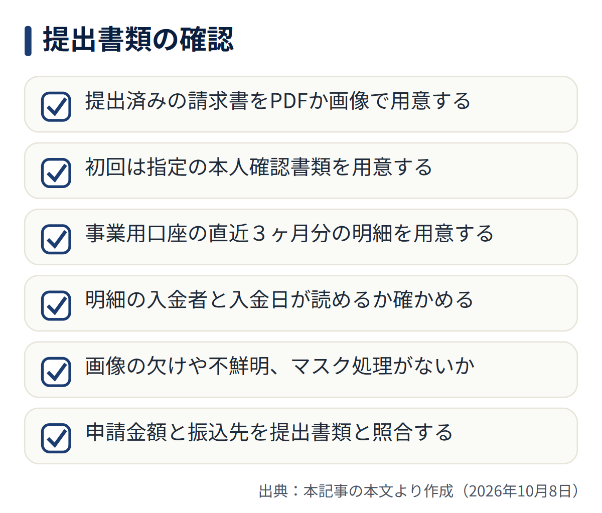 図解: 提出書類の確認