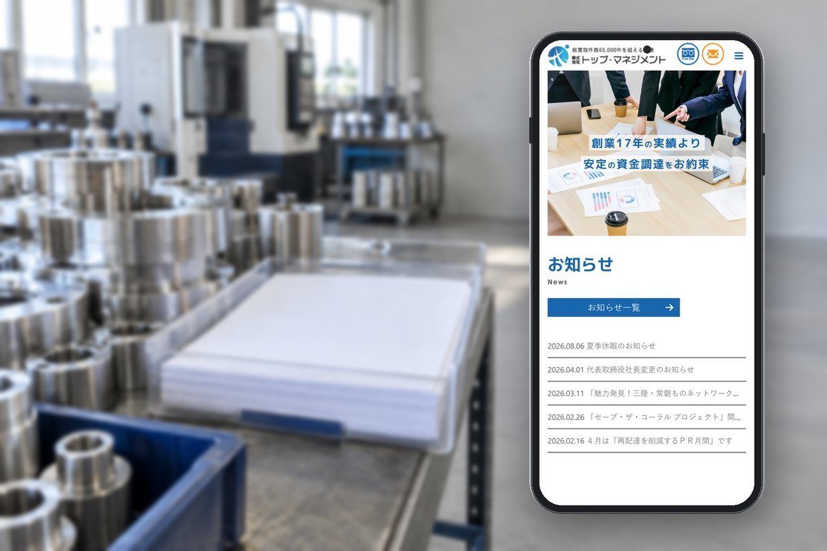 加工部品と注文関連書類を置いた工場